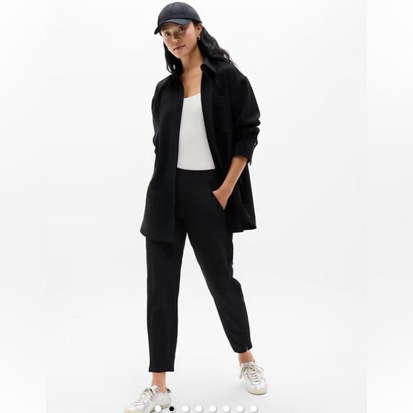 Athleta Brooklyn Mid Rise Ankle Pant Stretch Athleisure Travel New Black Sz 12 - Picture 2 of 15